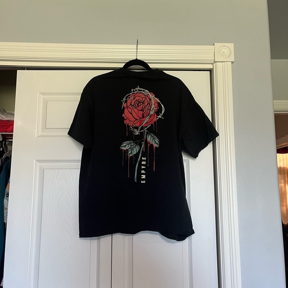 Empyre Black Tee with Red Rose Design - Picture 2 of 4